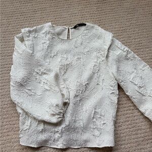 Zara White Textured Blouse